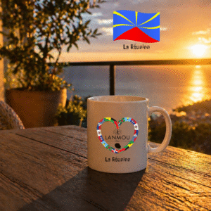 Mug blanc Coeur Lanmou Péyi La Réunion