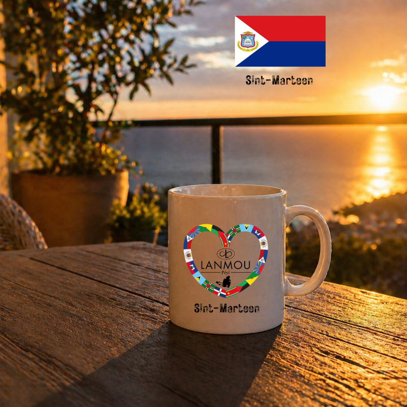 Mug blanc Coeur Lanmou Péyi Sint-Marteen
