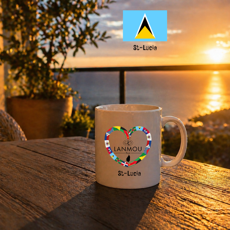 Mug blanc Coeur Lanmou Péyi St Lucia