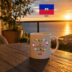 Mug blanc Coeur Lanmou Péyi Haïti