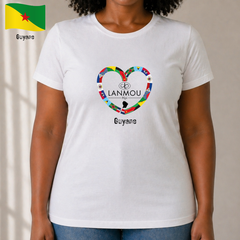 T-shirt femme Coeur Lanmou Péyi Guyane
