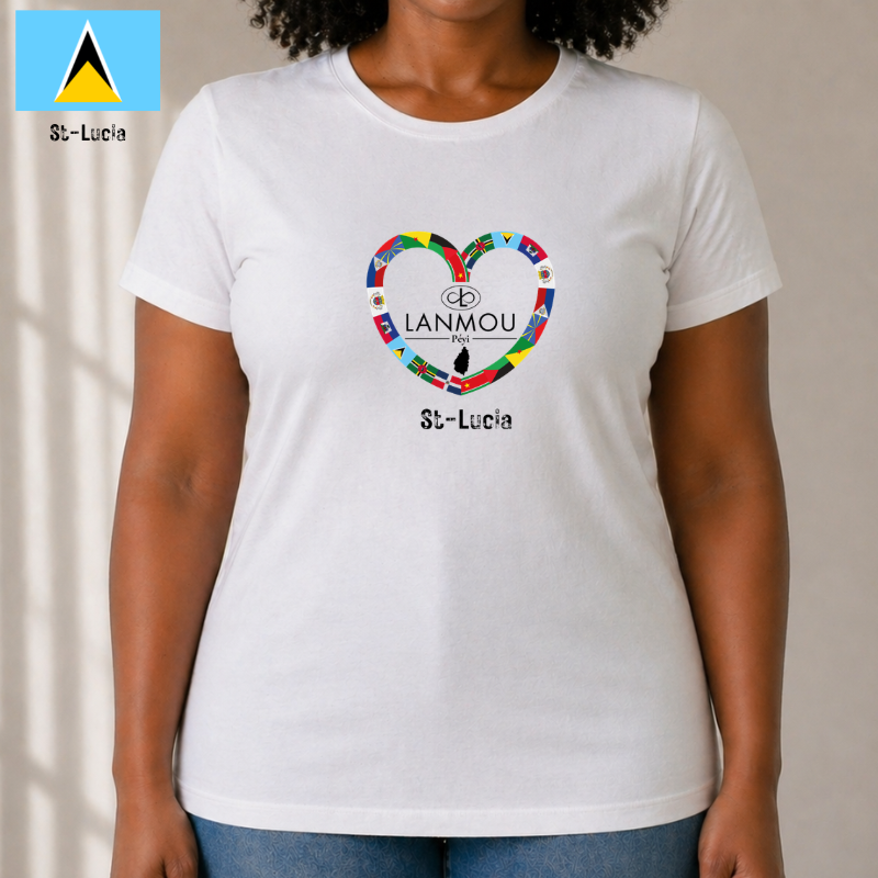 T-shirt femme Coeur Lanmou Péyi St Lucia