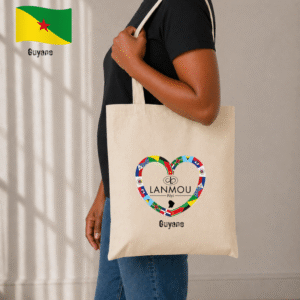 Totebag coton coeur Lanmou Péyi Guyane