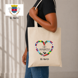 Totebag coeur Lanmou Péyi St Barth
