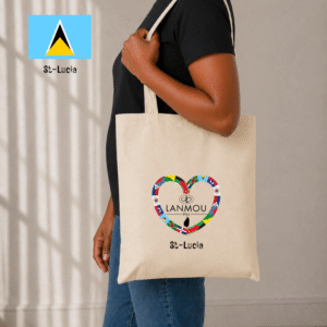 Totebag coeur Lanmou Péyi St Lucia